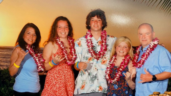 Grace with her family in Hawaii
